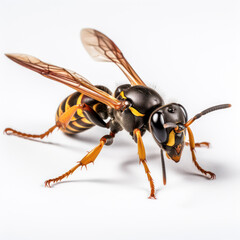 Fototapeta premium lifestyle photo closeup potter wasp on white background