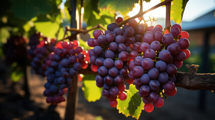 Naklejka premium Delicious and Refreshing Grapes on Grapevines, AI generated