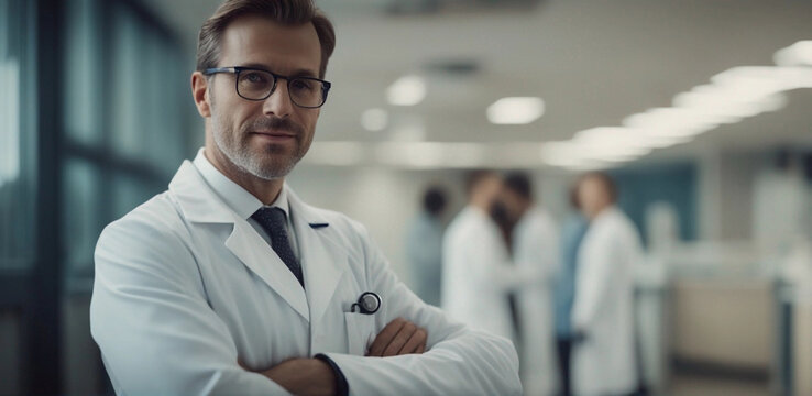 Doctor in the hospital. Generative AI.