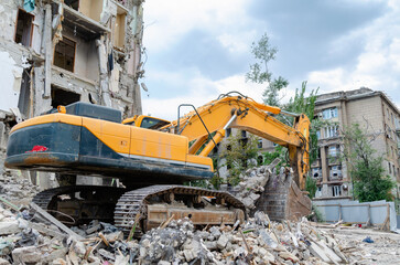 destroyed and burned houses in the city in Ukraine war