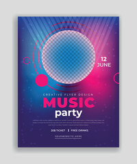 Night dance party music night poster template. Electro style concert disco club party event flyer invitation. Vector musical flyer Jazz festival. Music poster. 