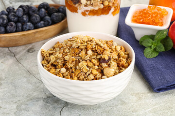 Granola museli cereal for breakfast