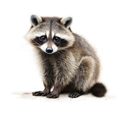 A curious raccoon posing for the camera on the ground created with Generative AI technology