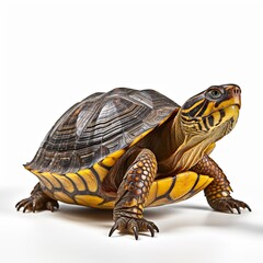 Obraz premium A close-up of a turtle on a white background created with Generative AI technology