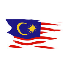 Malaysian flag with torn and torn effect