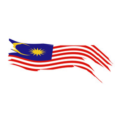 Malaysian flag with torn and torn effect