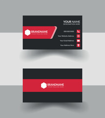 Professional corporate dark blac business card design.Both of side design by minimal style mind.New generation Smart design for smart people.Black and red combination Business card.Modern design