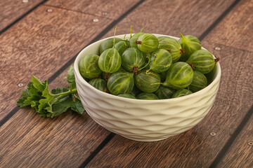 Natural ripe gooseberry heap in the bowl