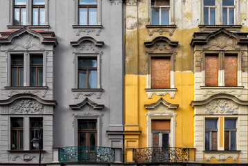 historical bulding under construction in the old town of Prague