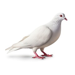 Obraz premium A white pigeon standing on a white surface created with Generative AI technology
