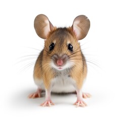 A cute mouse sitting on a clean white floor created with Generative AI technology