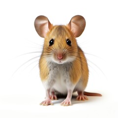 A brown and white mouse on a white background created with Generative AI technology