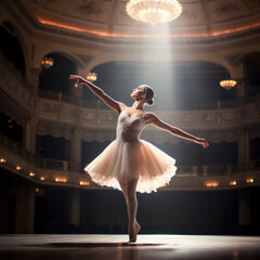 lifestyle photo ballet dancer on stage - obrazy, fototapety, plakaty