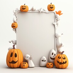 White blank vertical sheet Halloween theme high quality ai generated image