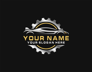 Sports car logo icon. Motor vehicle dealership emblems. Auto silhouette garage symbols. Vector illustration.