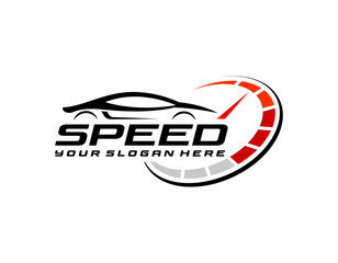 Auto car dealer logo emblem. Sports car silhouette icon. Motor vehicle dealership badge. Automotive showroom garage sign. Vector illustration.