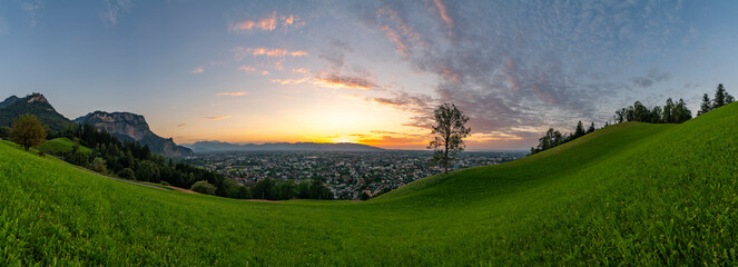 Panorama Sonnenuntergang Ber Den Schweizer