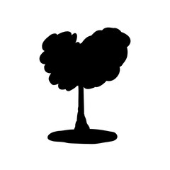 Tree icon silhouette. Isolated tree on white background.
