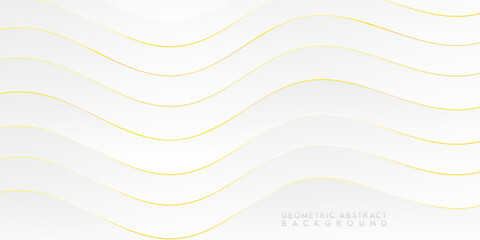 Abstract gold line art pattern geometric minimal background. Gold lines waves trendy clean design. High class white background. Set up for presentation, poster, banner, and header