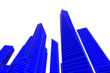 Obraz na płótnie Canvas City skyline sketch drawing 3d illustration 3d rendering