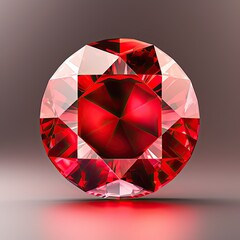 Naklejka na ściany i meble red round cut gemstone on studio background (Generative AI)