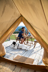 glamping or glamour camping with a dog