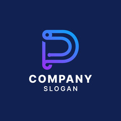 Letter DP PD Simple Monogram Logo