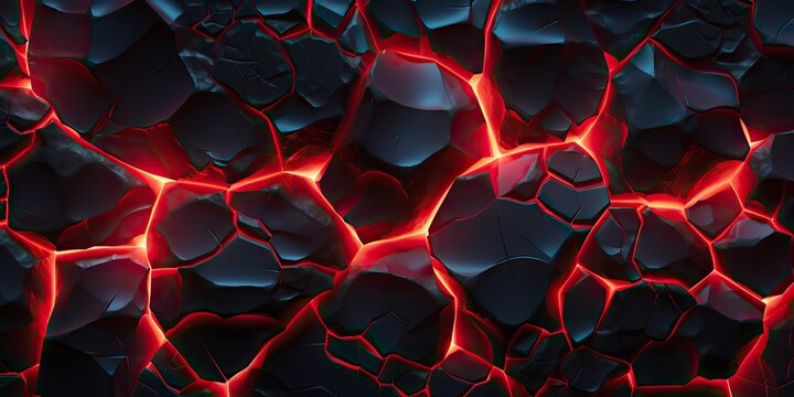 Molten lava texture background. Ground hot lava. Burning coals, crack surface. Abstract nature pattern, glow faded flame. 3D Render Illustration.