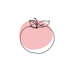 Apple icon in line art style, juicy fruit isolated on white background with editable stroke.