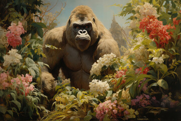 Obraz premium king kong with flowers on background