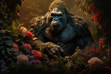 Obraz premium king kong with flowers on background