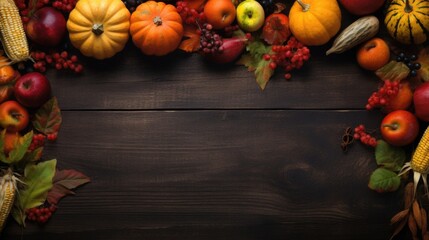 A wooden table topped with lots of different fruits and vegetables