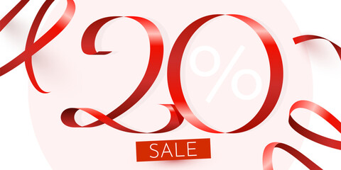 20 percent Off. Discount creative composition. Mega Sale.