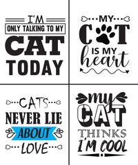 Cat typography, illustration, vector bundle design
