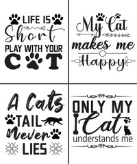 Cat typography, illustration, vector bundle design
