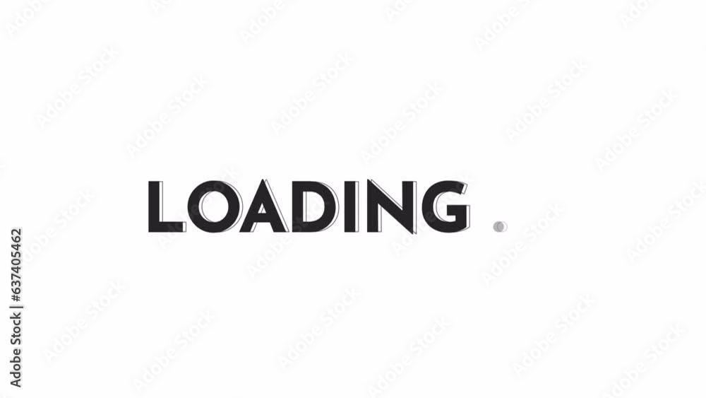 Poster geometric simple black and white loading text animation. josefin sans bold font used, monochromatic 