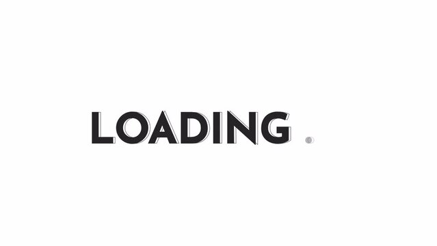 Geometric simple black and white loading text animation. Josefin Sans Bold font used, monochromatic 2D cartoon 4K video loader motion graphic. Loading screen, ui design, animated uploader gif