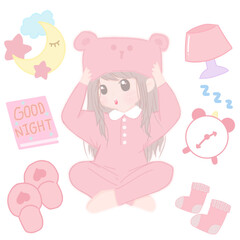 Set girl pink pajamas