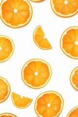 sliced flying orange isolated on white background. cut orange in pieces isolated on white background, AI Generated