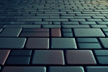 Fototapeta premium Brick road with a stop sign on the side Generative AI