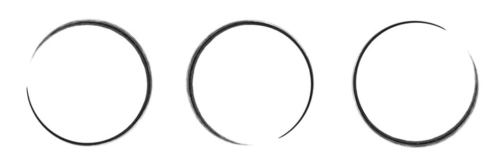 Collection hand drawn round shape. Sketch of circular doodles with a marker. Set of circular frames. Vector illustration on a isolation white background.