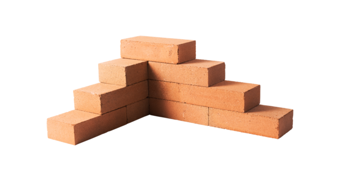 Building brick wall under construction