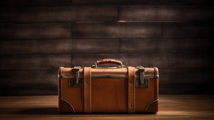 vintage suitcases on wooden background,AI Generated,Generative Ai,Ai