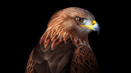 Obraz premium close up portrait of a eagle with golden background, isolated Generative AI, AI Generated