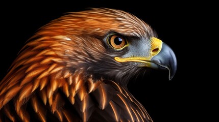 Fototapeta premium close up portrait of a eagle with golden background, isolated Generative AI, AI Generated