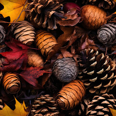 Autumn Colors and Textures. Seamless tileable pattern.Generative AI.