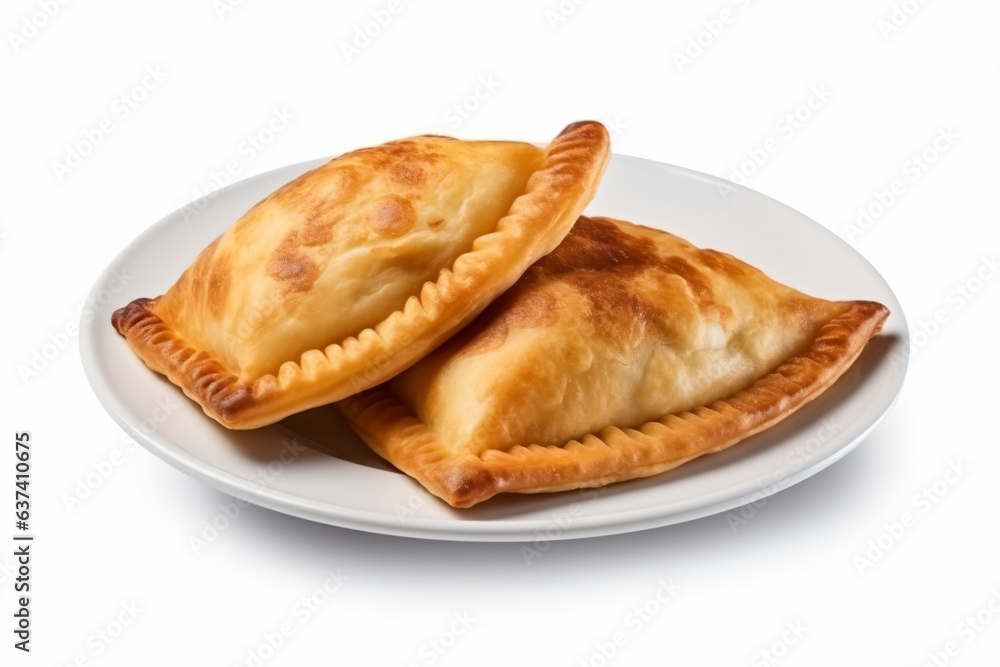 Wall mural two empanadas on a plate on a white surface