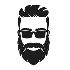 Hipster head barbershop. Cool man with trendy haircut logo vector illustration