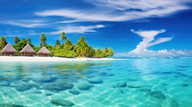 wonderful landscape with a paradise island tropical beach, ai tools generated image