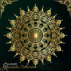     Vector luxury ornamental mandala design background in gold color